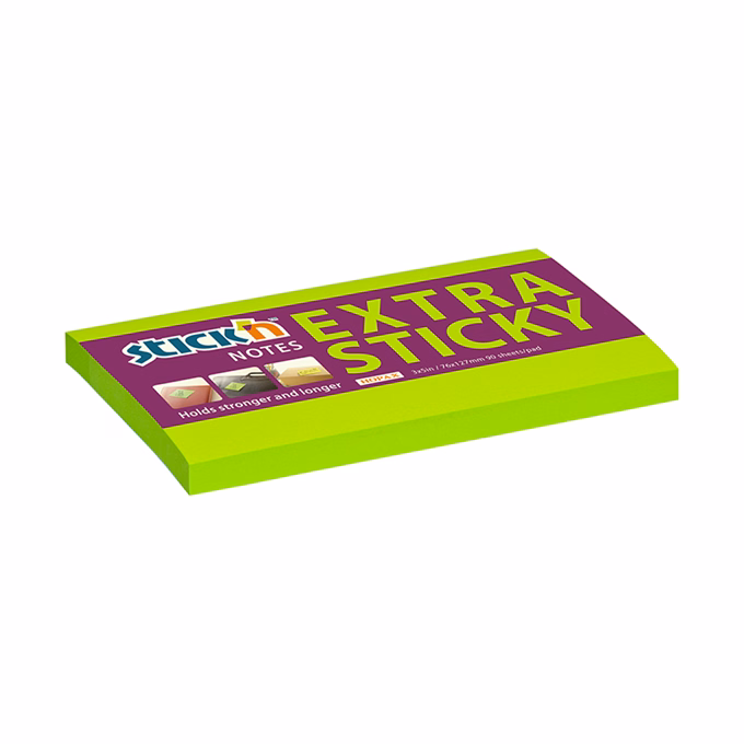 Öntapadós jegyzettömb STICK`N extra erős 76x127mm neon zöld 90 lap