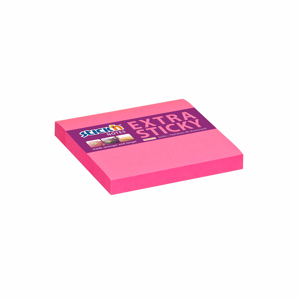 Öntapadós jegyzettömb STICK`N extra erős 76x76mm neon rózsaszín 90 lap