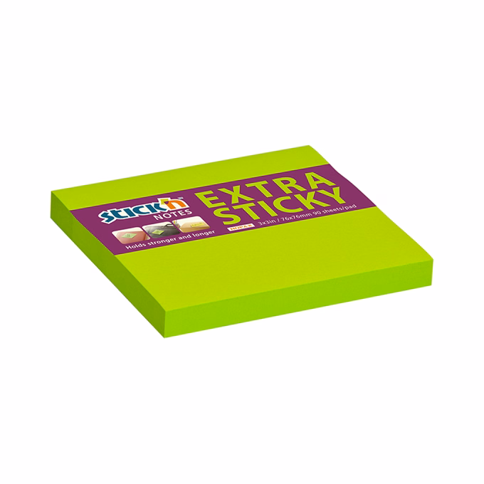 Öntapadós jegyzettömb STICK`N extra erős 76x76mm neon zöld 90 lap