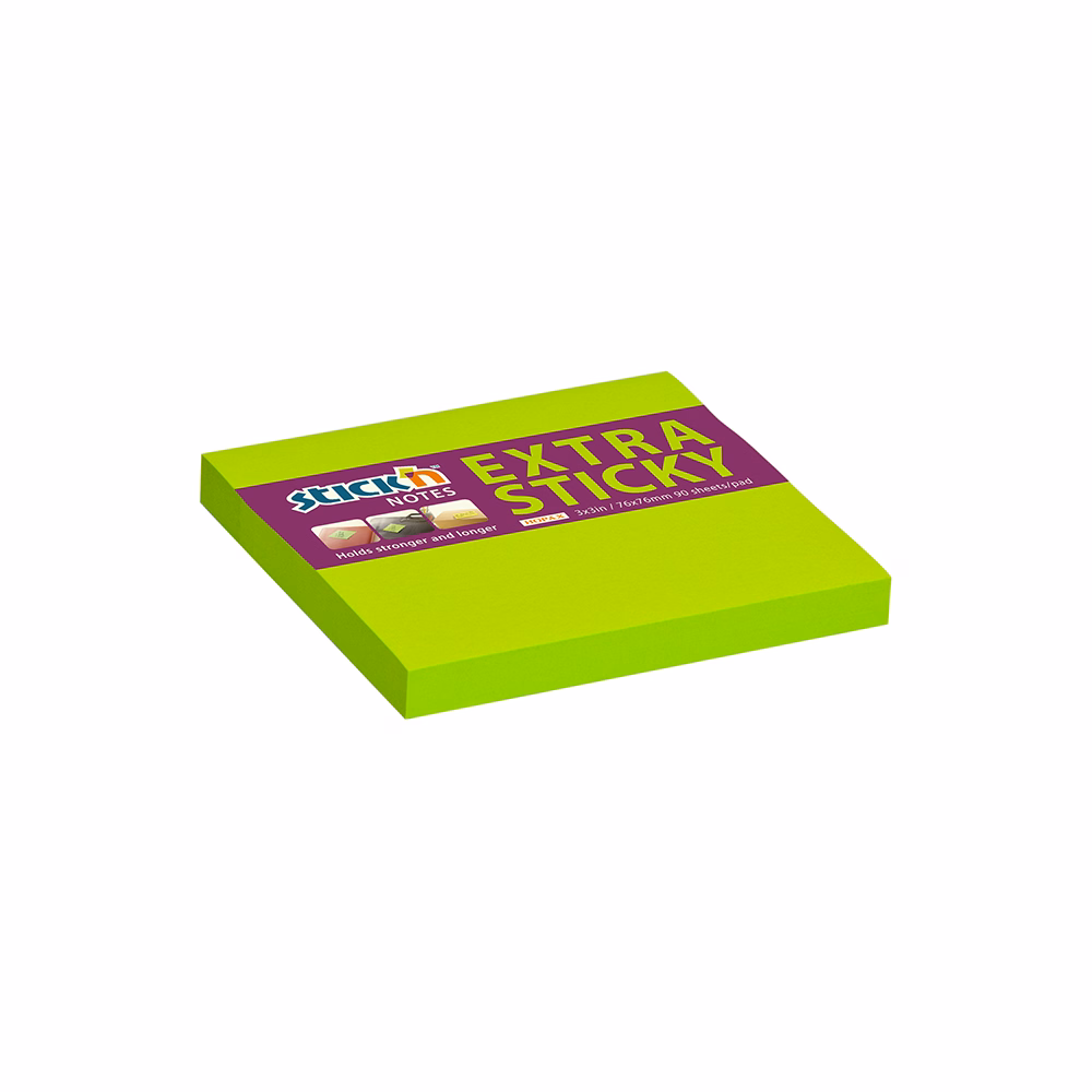Öntapadós jegyzettömb STICK`N extra erős 76x76mm neon zöld 90 lap