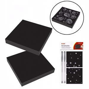 Öntapadós jegyzettömb szett EAGLE 75x75mm fekete 2db öntapadós jegyzettömb 2db ezüst tollal