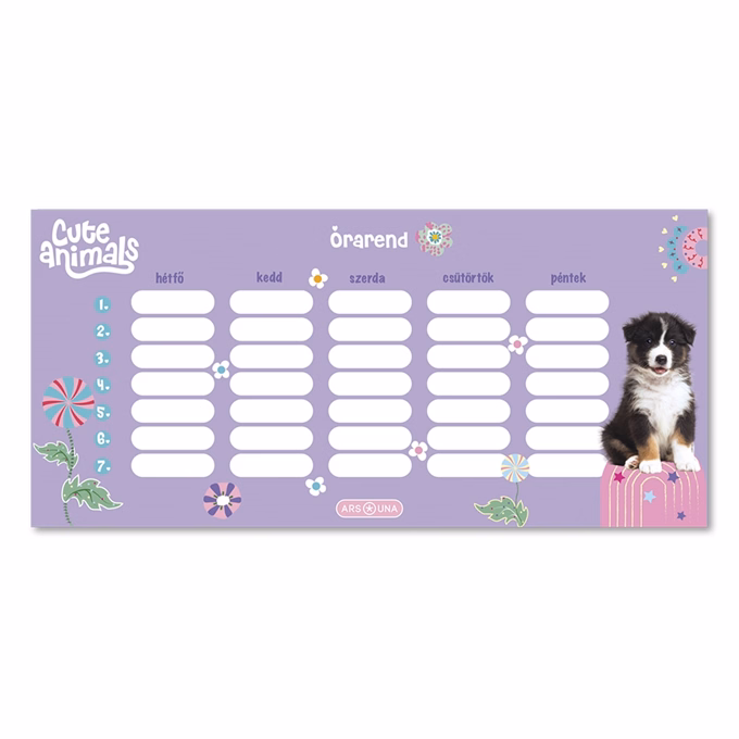Órarend ARS UNA egylapos kétoldalas Animals-Aussie