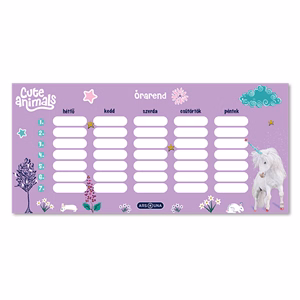 Órarend ARS UNA egylapos kétoldalas Cute Animals-Unicorn