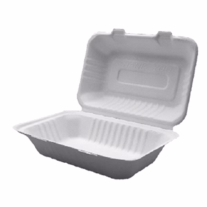 Papírdoboz eldobható ételes KOMP cukornád lebomló 22,86X15,24x8,12 cm natúr 125 darabos