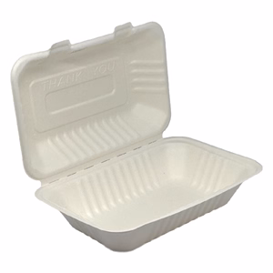 Papírdoboz eldobható ételes KOMP cukornád lebomló 22,86X15,24x8,12 cm natúr 125 darabos