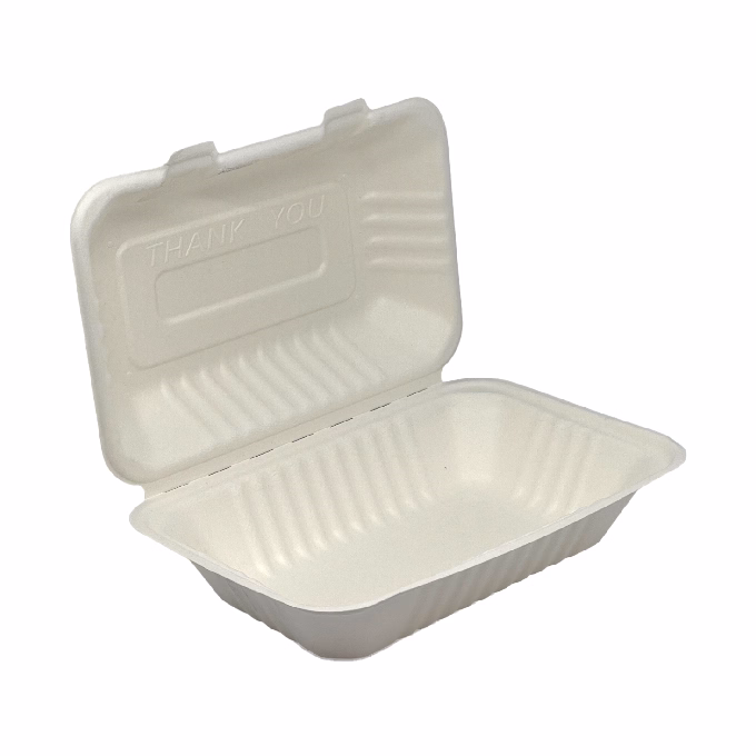 Papírdoboz eldobható ételes KOMP cukornád lebomló 22,86X15,24x8,12 cm natúr 125 darabos
