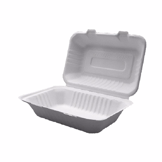 Papírdoboz eldobható ételes KOMP cukornád lebomló 22,86X15,24x8,12 cm natúr 125 darabos