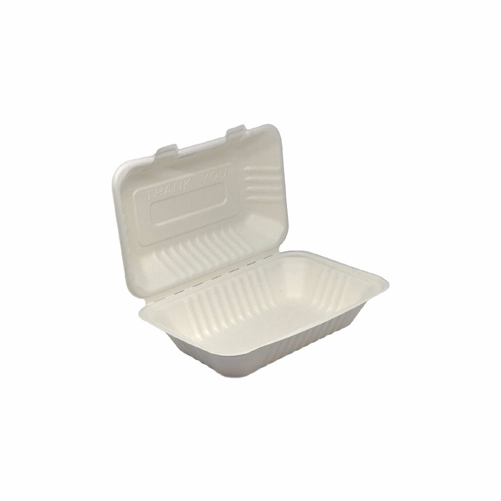 Papírdoboz eldobható ételes KOMP cukornád lebomló 22,86X15,24x8,12 cm natúr 125 darabos