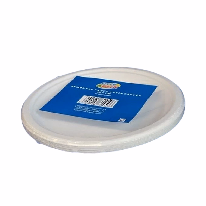 Papírtányér eldobható KOMP cukornád lebomló 22,5 cm natúr 10 darabos