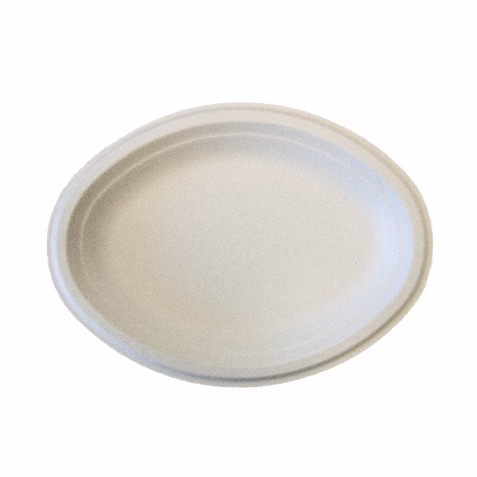 Papírtányér eldobható ovális KOMP cukornád lebomló 25,4x19,05 cm natúr 125 darabos