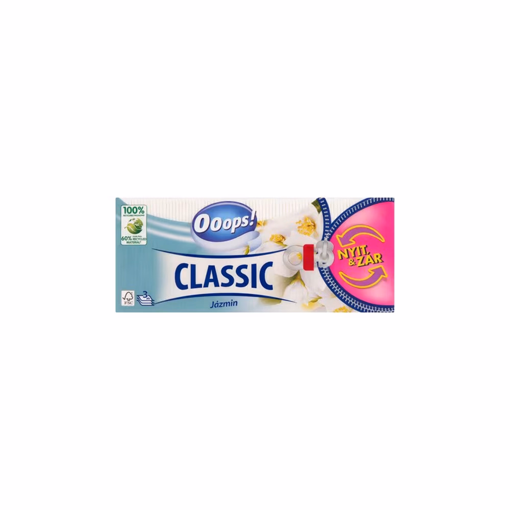 Papírzsebkendő OOOPS! Classic Jázmin 3 rétegű 90 darabos