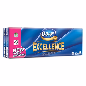 Papírzsebkendő Ooops! Excellence Sensitive 4 rétegű 10x8 darabos