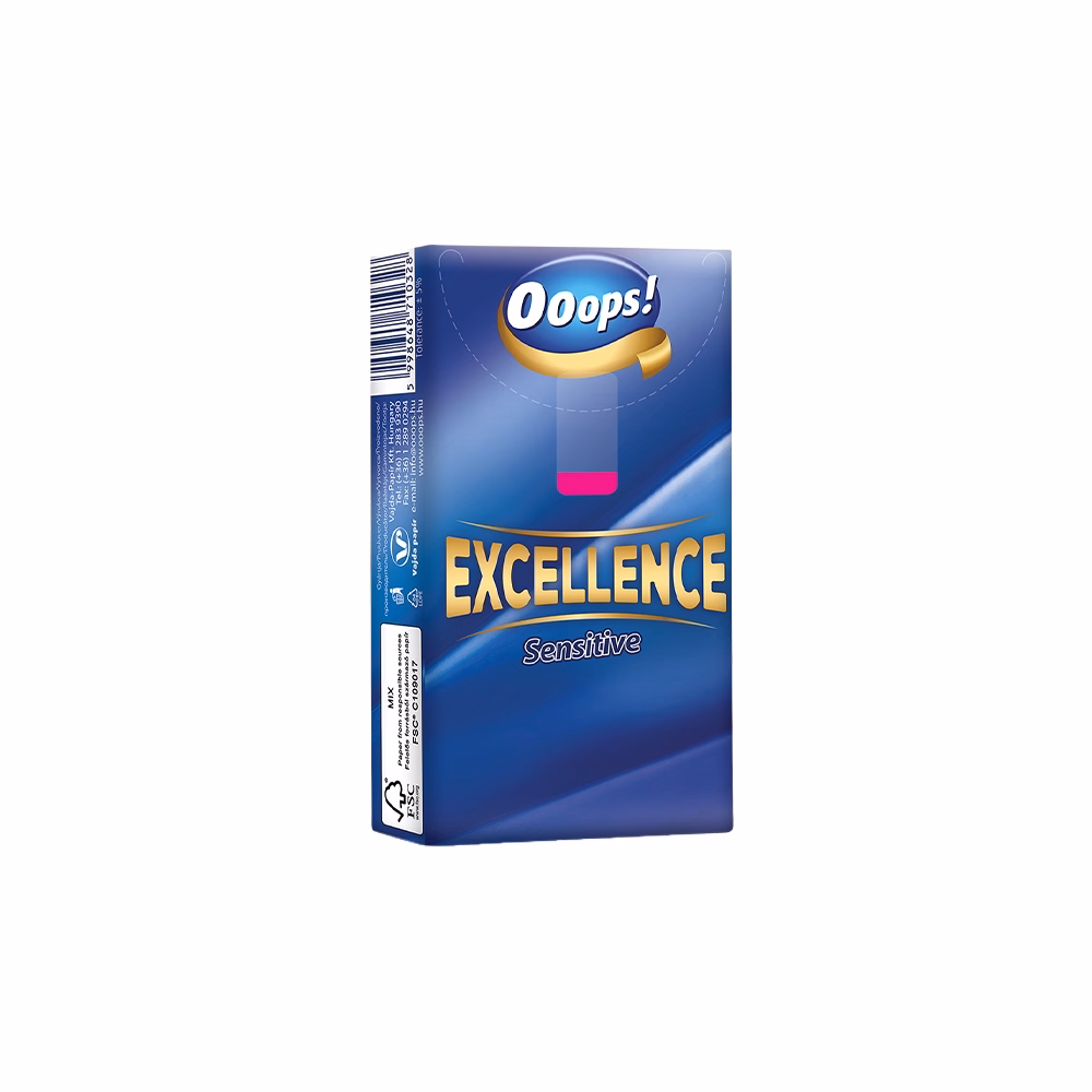 Papírzsebkendő Ooops! Excellence Sensitive 4 rétegű 10x8 darabos