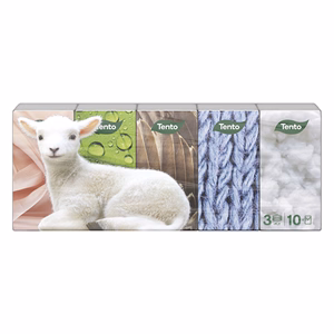 Papírzsebkendő TENTO Natural soft 3 rétegű 10x10 darabos