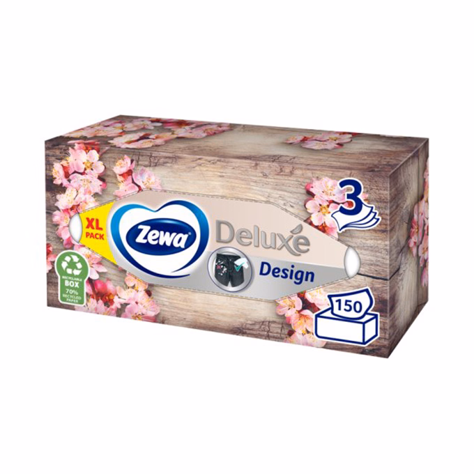 Papírzsebkendő ZEWA Deluxe 3 rétegű 150 darabos dobozos