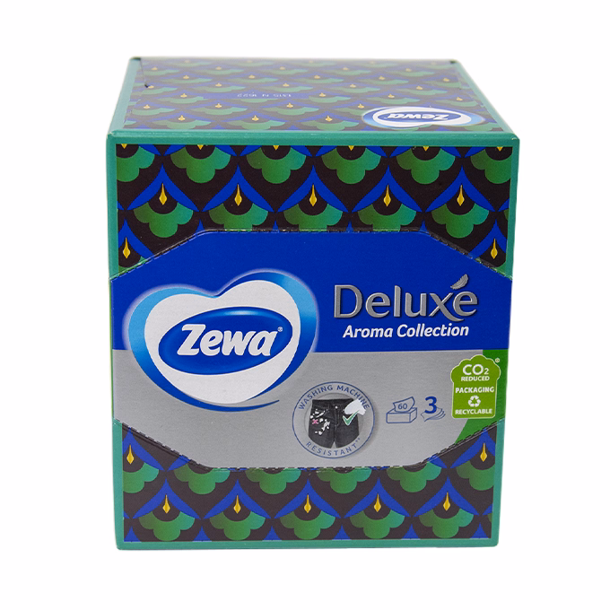 Papírzsebkendő ZEWA Deluxe 3 rétegű 60 darabos dobozos Aroma Collection