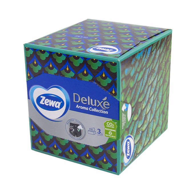 Papírzsebkendő ZEWA Deluxe 3 rétegű 60 darabos dobozos Aroma Collection