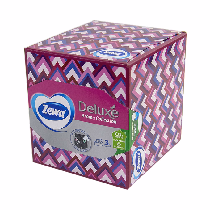 Papírzsebkendő ZEWA Deluxe 3 rétegű 60 darabos dobozos Aroma Collection