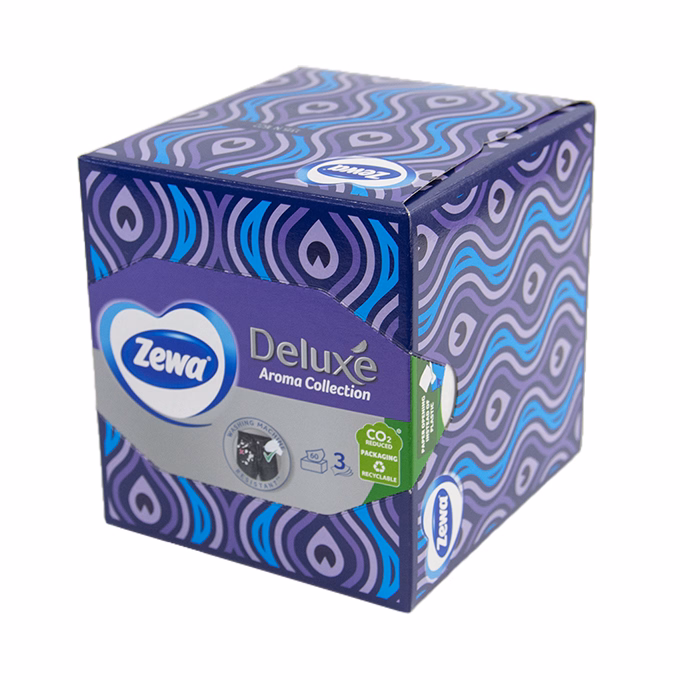 Papírzsebkendő ZEWA Deluxe 3 rétegű 60 darabos dobozos Aroma Collection