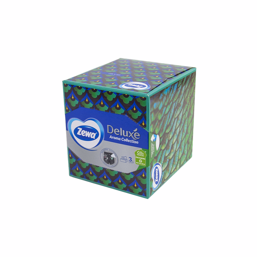 Papírzsebkendő ZEWA Deluxe 3 rétegű 60 darabos dobozos Aroma Collection