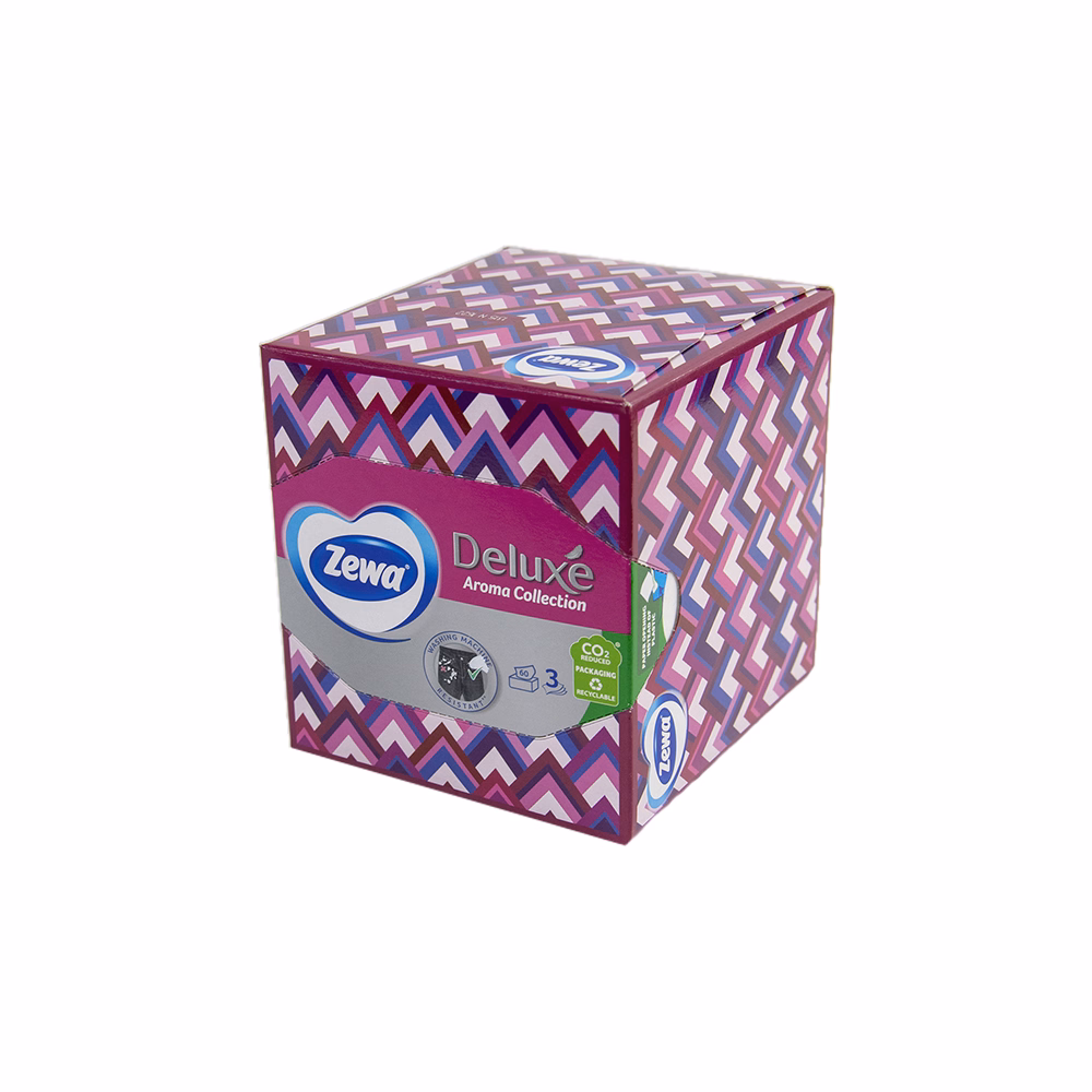 Papírzsebkendő ZEWA Deluxe 3 rétegű 60 darabos dobozos Aroma Collection