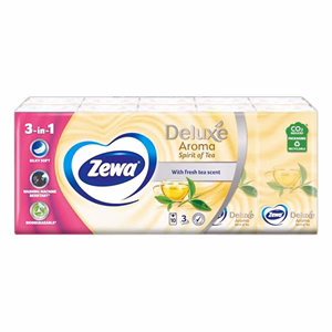 Papírzsebkendő ZEWA Deluxe Spirit of Tea 3 rétegű 10x10 darabos