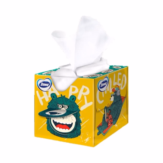 Papírzsebkendő ZEWA Kids 3 rétegű 60 darabos dobozos