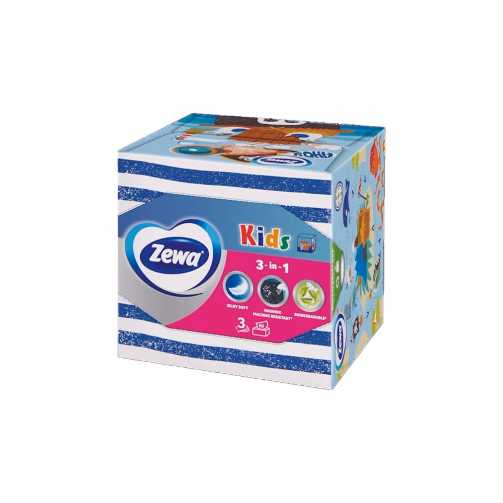 Papírzsebkendő ZEWA Kids 3 rétegű 60 darabos dobozos