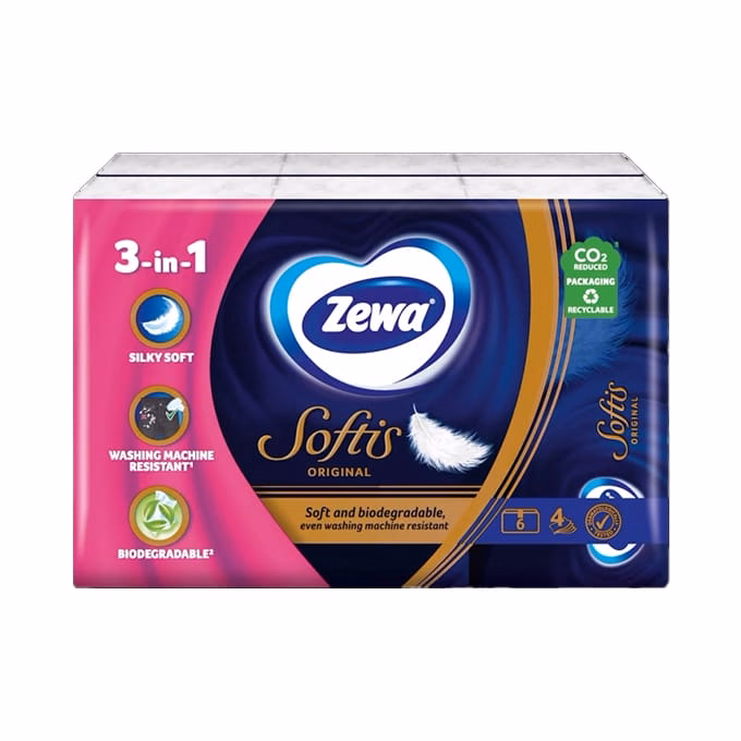 Papírzsebkendő ZEWA Softis Classic 4 rétegű 10x9 darabos