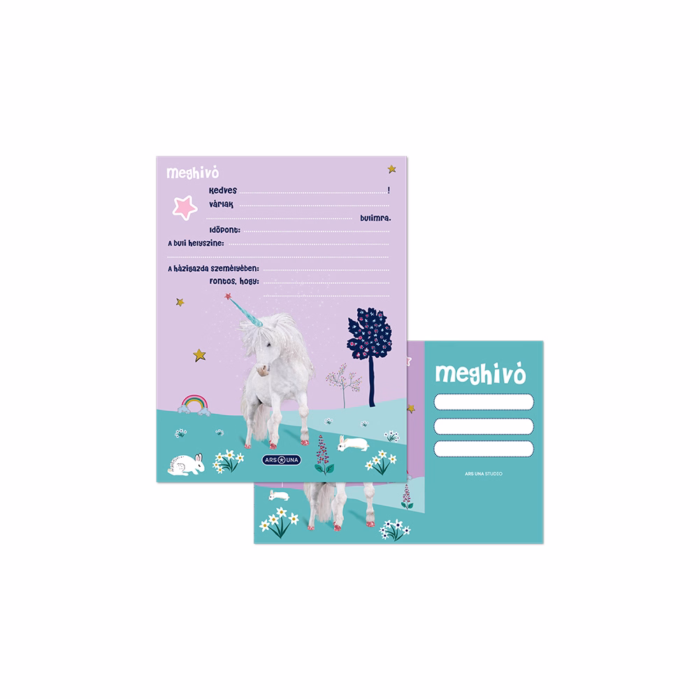 Partimeghívó ARS UNA 10 ív+10 db boríték Cute Animals-Unicorn