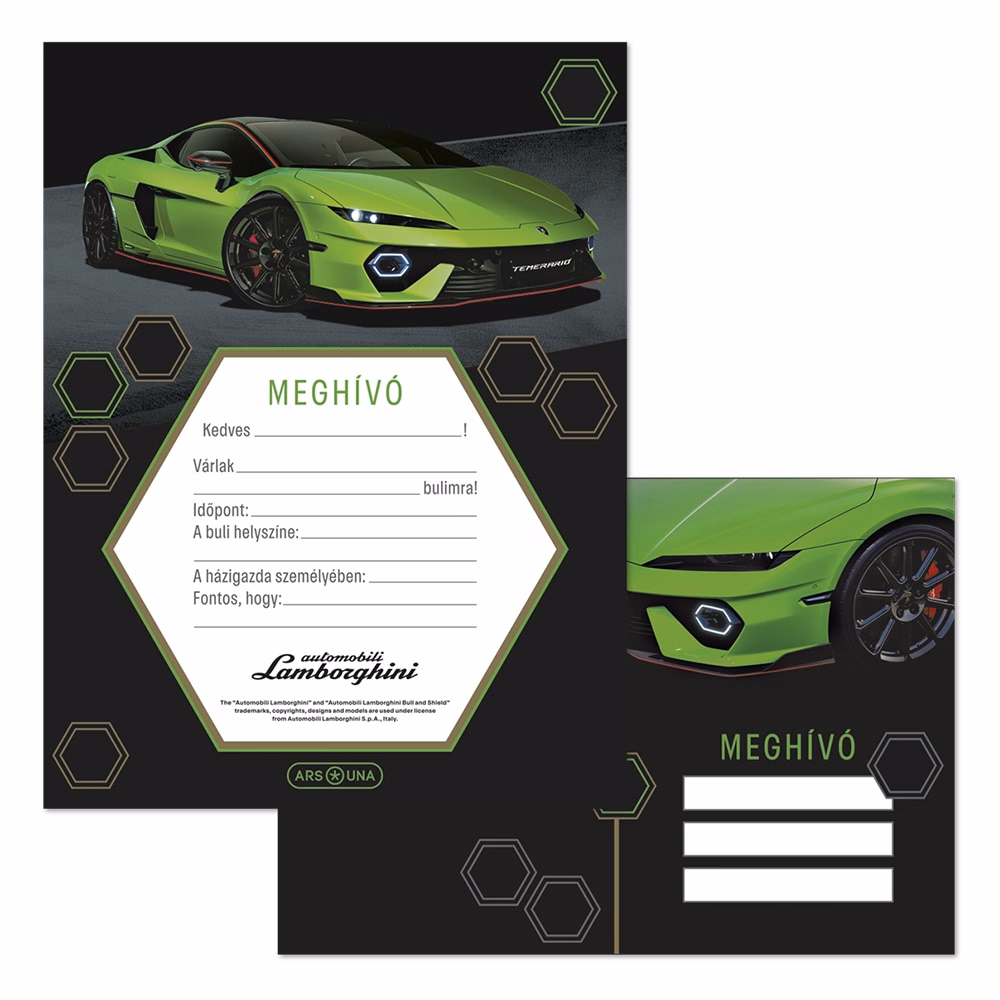 Partimeghívó ARS UNA 10 ív+10 db boríték Lamborghini 5522