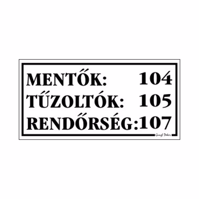 Piktogram Mentő, tűzoltó tel. számok fehér