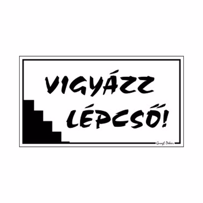 Piktogram Vigyázz lépcső! fehér