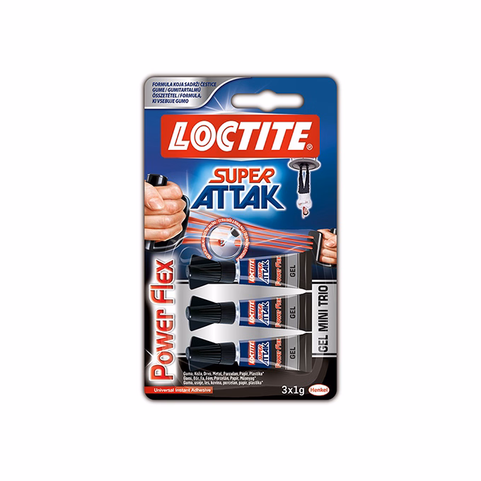 Pillanatragasztó HENKEL Loctite Super Attack Power Flex mini trio 1 g