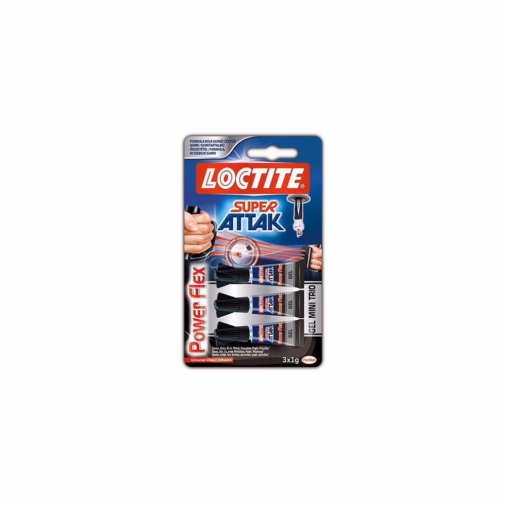 Pillanatragasztó HENKEL Loctite Super Attack Power Flex mini trio 1 g