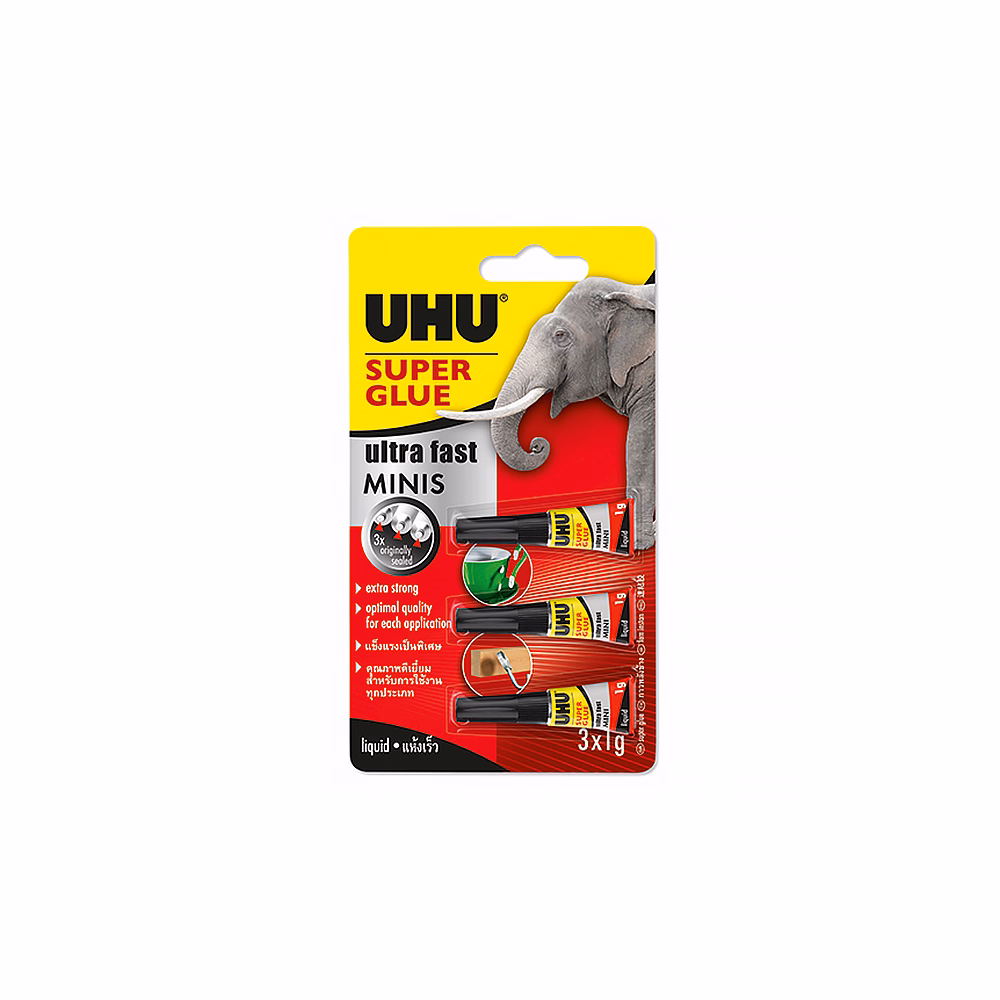 Pillanatragasztó UHU Super Glue Mini 1 gr 3 darabos