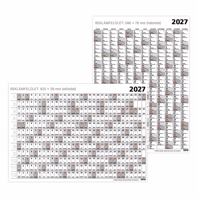 Plakátnaptár TOPTIMER T100 éves B/1 976x686mm kétoldalas 2027