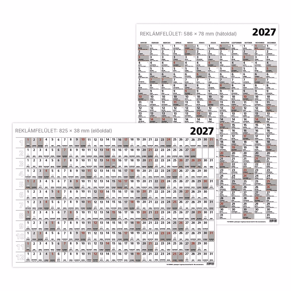 Plakátnaptár TOPTIMER T100 éves B/1 976x686mm kétoldalas 2027