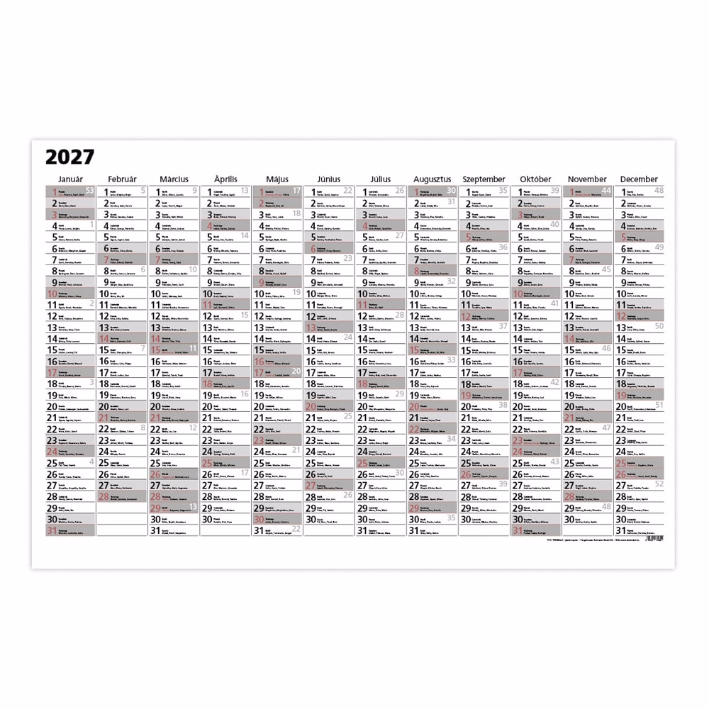 Plakátnaptár TOPTIMER T103 éves A/3 420x297mm egyoldalas 2027