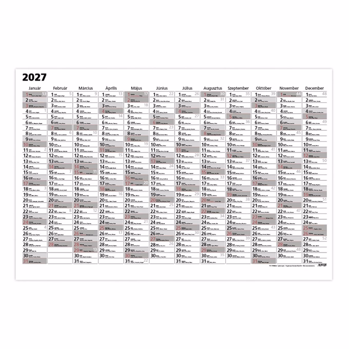 Plakátnaptár TOPTIMER T103 éves A/3 420x297mm egyoldalas 2027