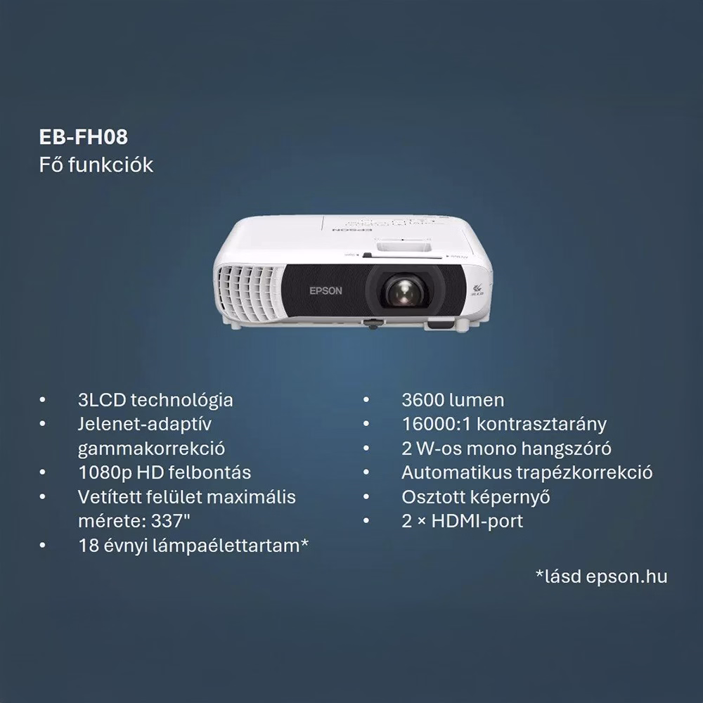 Projektor EPSON EB-FH08 3LCD fehér