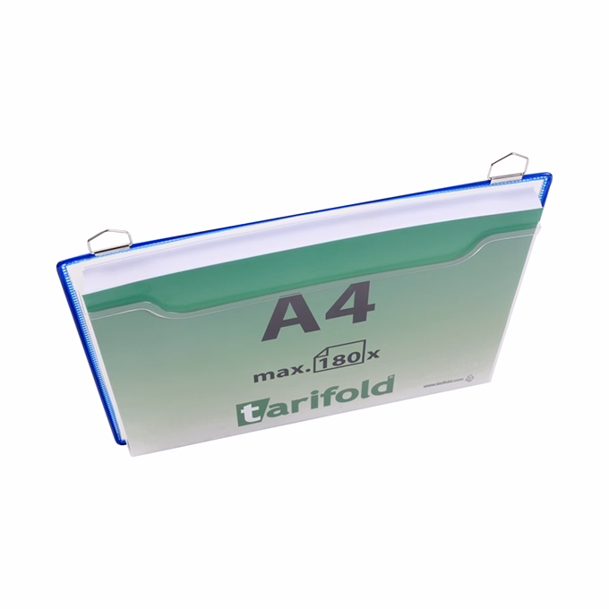 Prospektustartó DJOIS A/4 fekvő oldalt nyitott kék 5 darabos