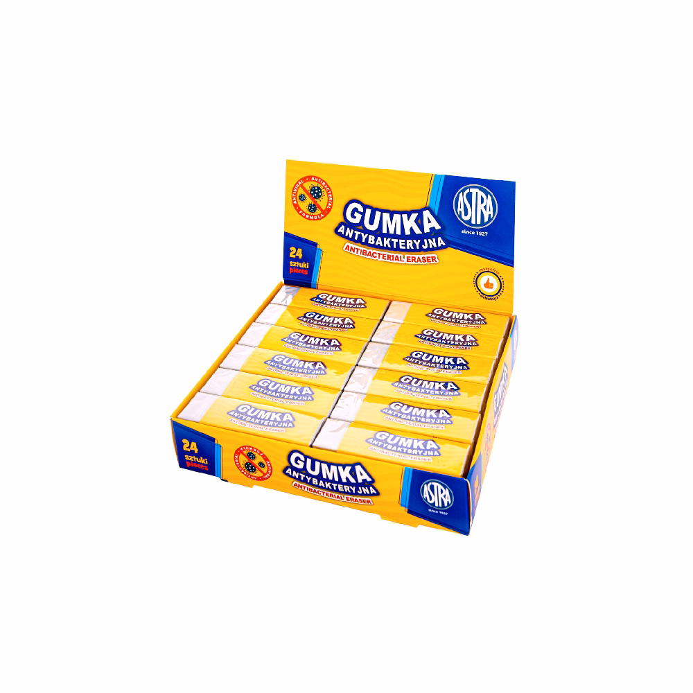 Radír ASTRA antibakteriális 60x20x11 mm fehér