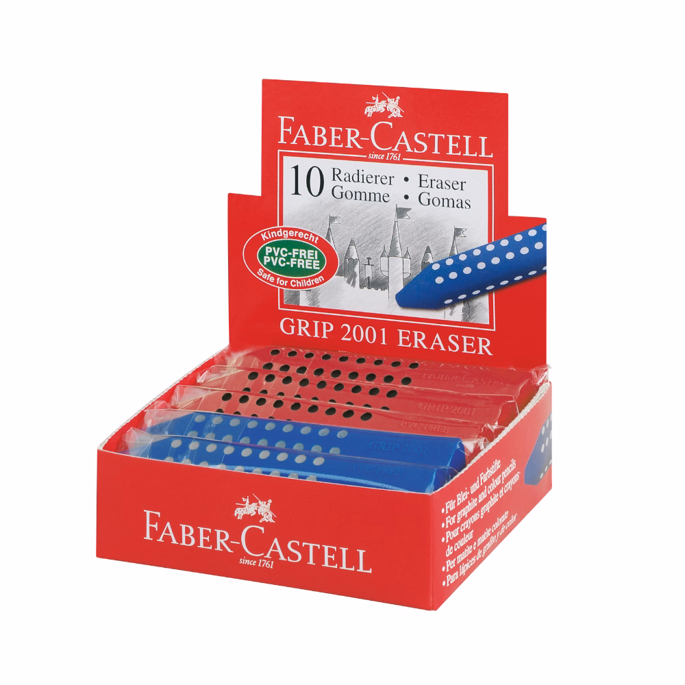 Radír FABER-CASTELL Grip 2001 háromszögletű 90x15x15mm piros/kék