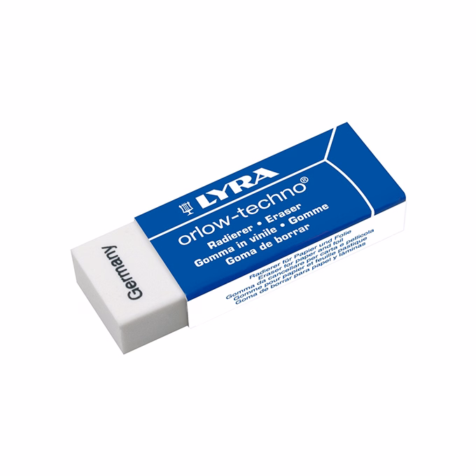 Radír LYRA 20 orlow-techno papírtokos 62x22x12 mm fehér
