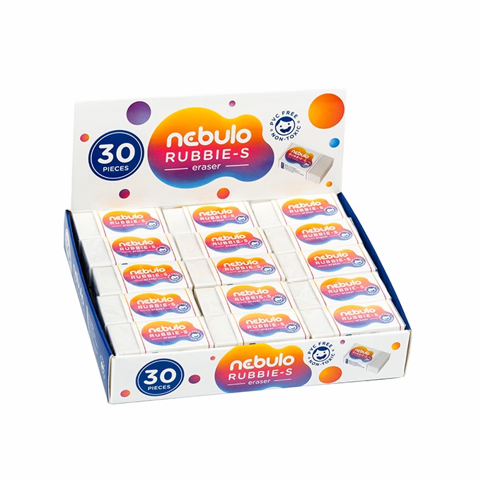 Radír NEBULO papírtokos forgács mentes 40x20x11mm fehér
