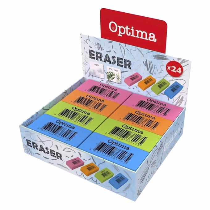 Radír OPTIMA neon 24 darabos