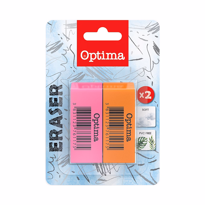 Radír OPTIMA neon 2db/bliszter