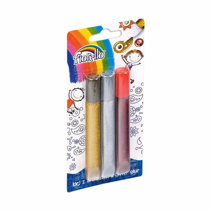 Ragasztó folyékony FIORELLO GR-BK13B3 glitteres 3x13 ml arany ezüst piros