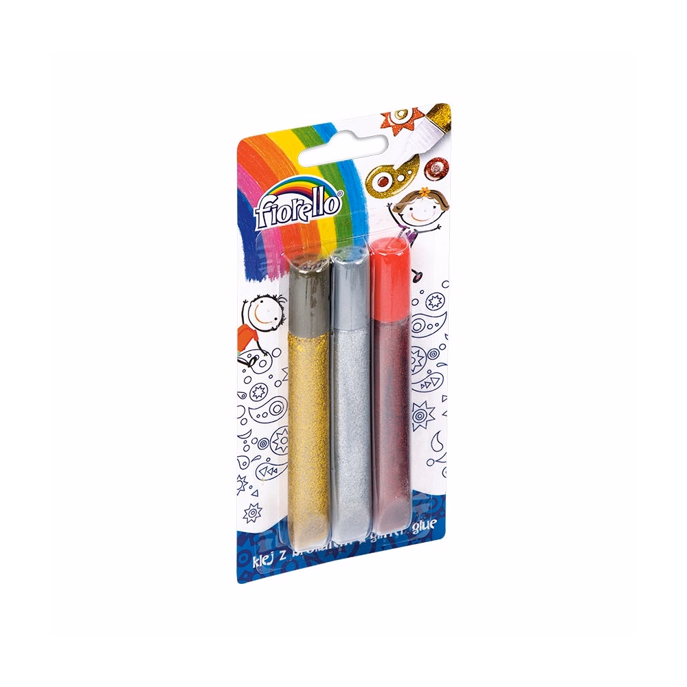 Ragasztó folyékony FIORELLO GR-BK13B3 glitteres 3x13 ml arany ezüst piros
